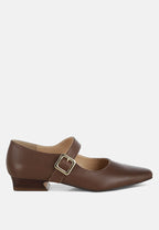  Vernis Genuine Leather Mary Jane Sandals