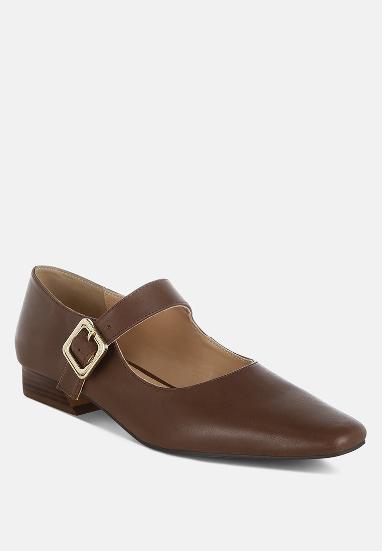  Vernis Genuine Leather Mary Jane Sandals