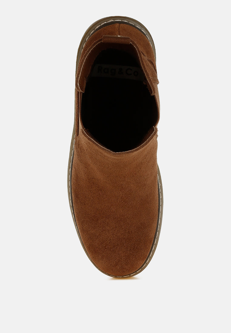 Vostok Suede Chunky Chelsea Boots