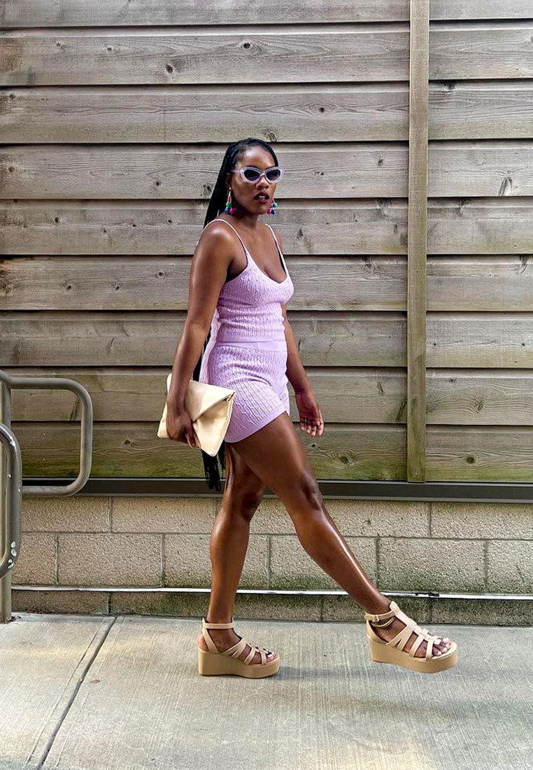  WINDRUSH Cage Wedge Leather Sandal In Nude