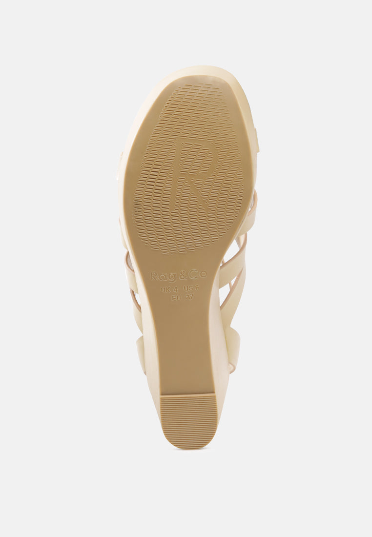  WINDRUSH Cage Wedge Leather Sandal In Nude