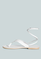  WRAP-UP Tie Around White Flat Sandals