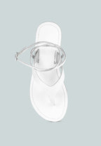  WRAP-UP Tie Around White Flat Sandals