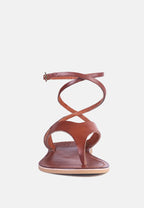  WRAP-UP Tie Around Tan Flat Sandals