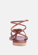  WRAP-UP Tie Around Tan Flat Sandals