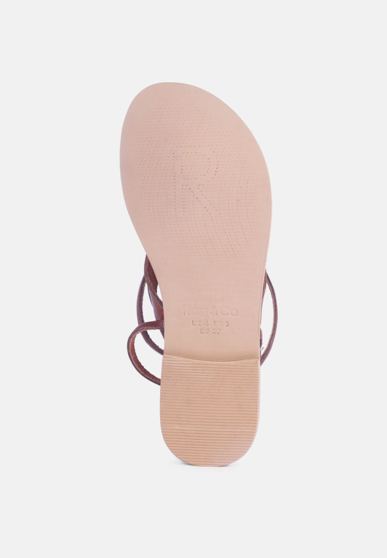  WRAP-UP Tie Around Tan Flat Sandals