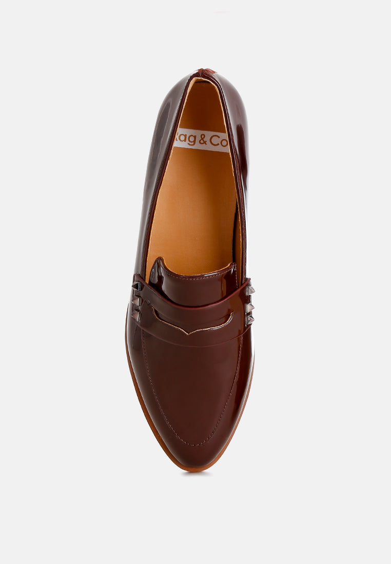  Noshiya Patent Pleather Penny Loafers