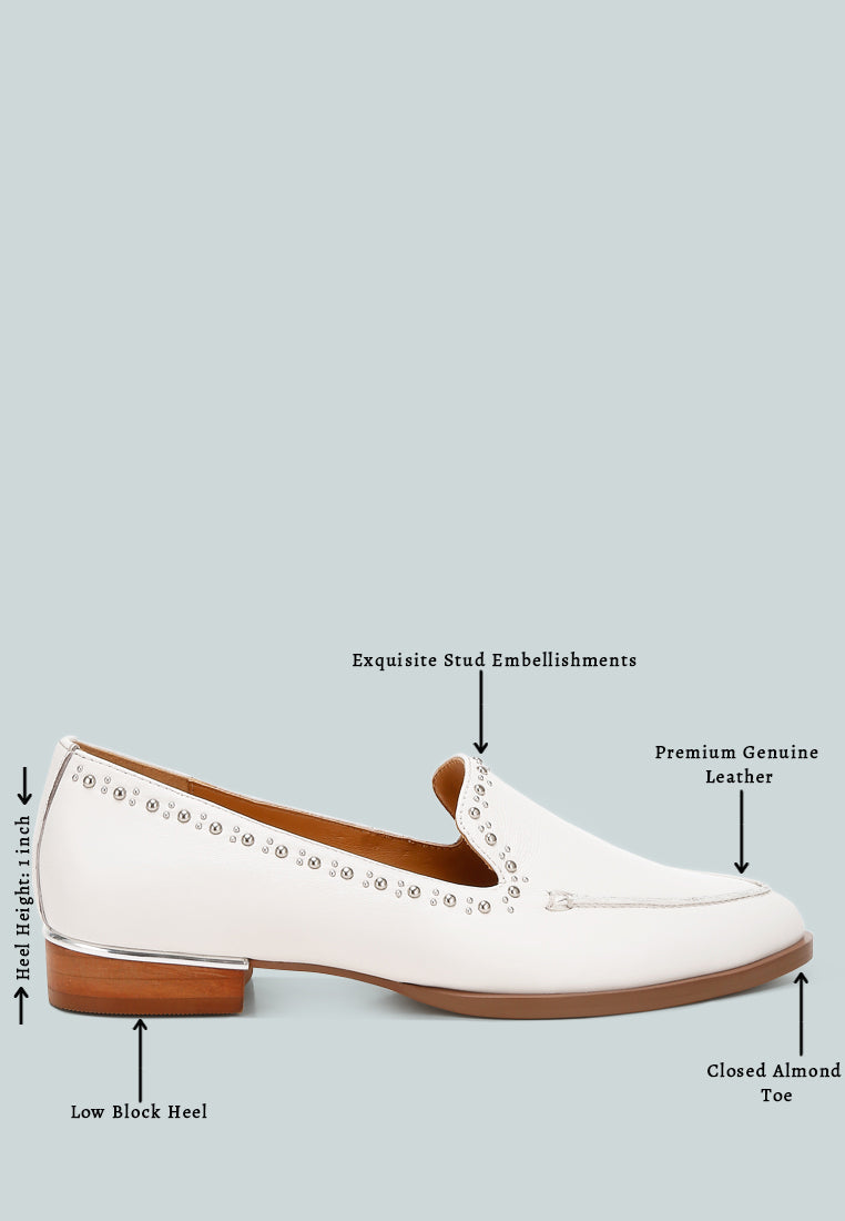  Wolferton Delicate Stud Detail Leather Loafers