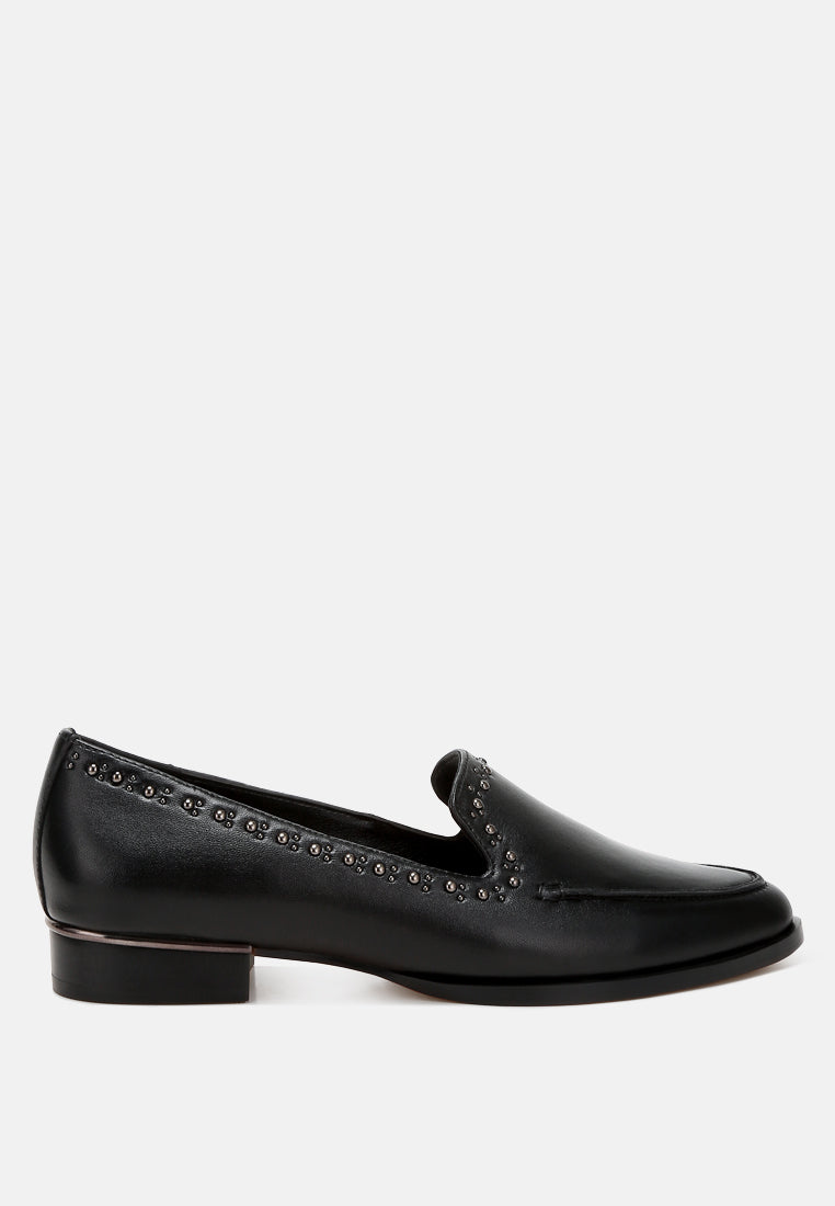  Wolferton Delicate Stud Detail Leather Loafers