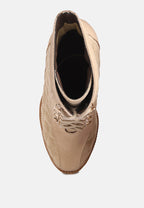  YOKO Beige Fine Suede Quilted Ankle Boots