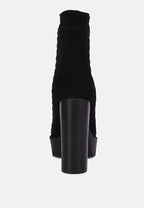  YOKO Black Fine Suede Quilted Ankle Boots