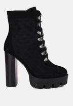  YOKO Black Fine Suede Quilted Ankle Boots