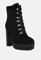  YOKO Black Fine Suede Quilted Ankle Boots