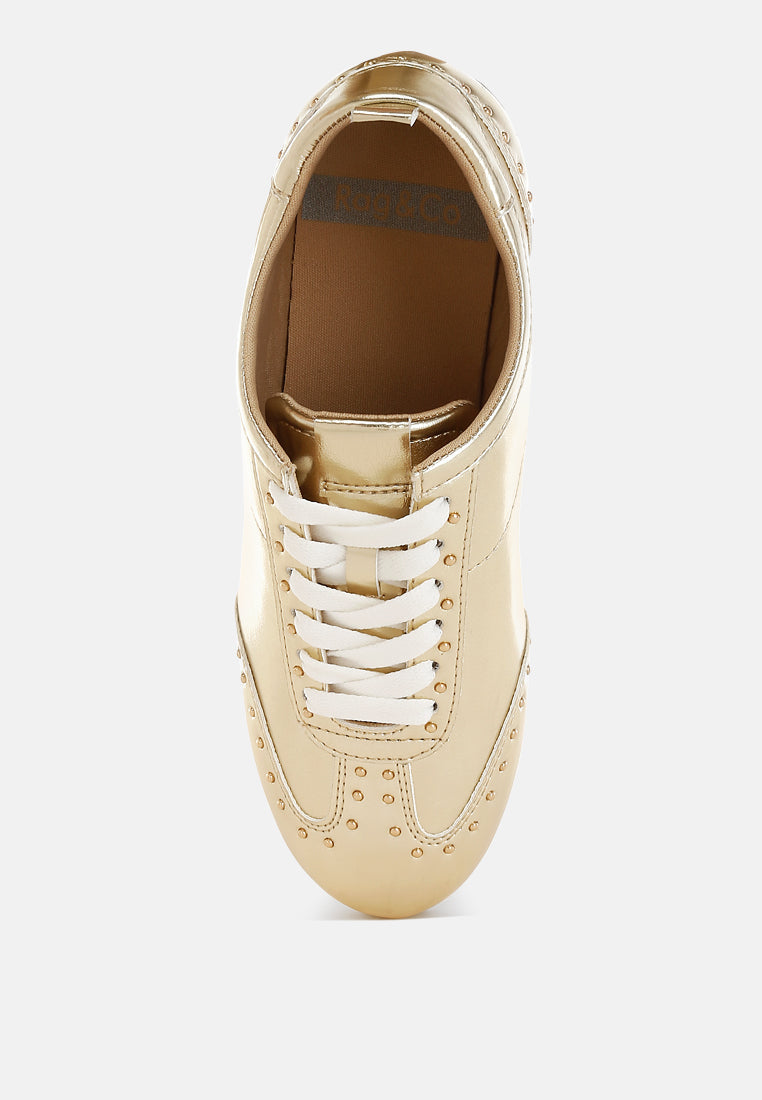  Yorika Studded Metallic Pleather Sneakers