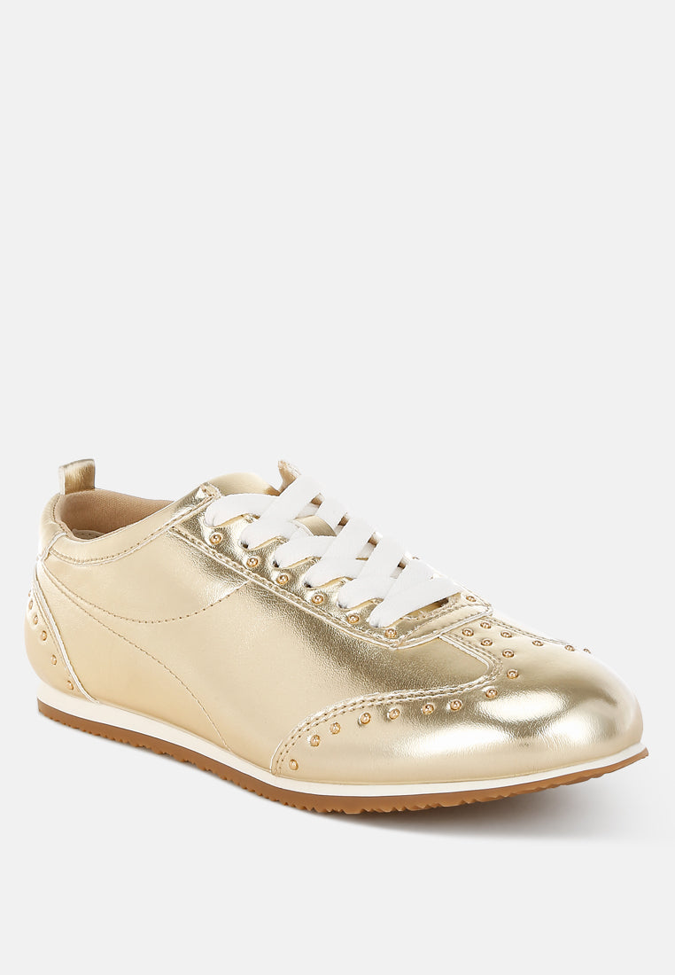  Yorika Studded Metallic Pleather Sneakers