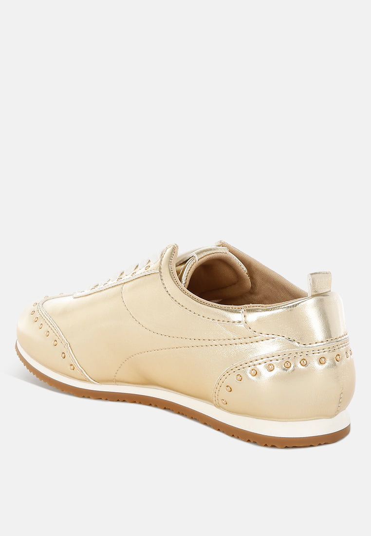  Yorika Studded Metallic Pleather Sneakers