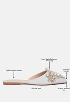  ASTRE Pearl Embellished Shimmer Mules In Silver