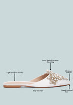  ASTRE Pearl Embellished Shimmer Mules In White