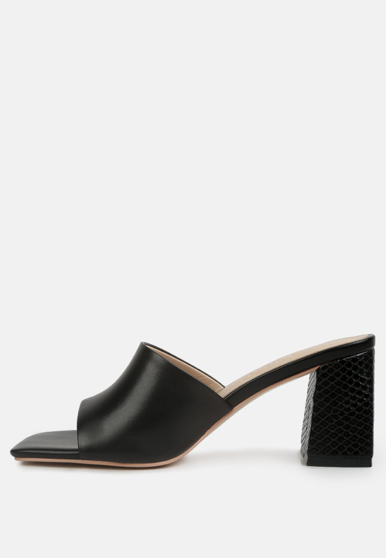  Audriana Black Textured Block Heel Sandals