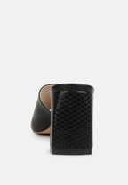  Audriana Black Textured Block Heel Sandals