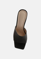  Audriana Black Textured Block Heel Sandals