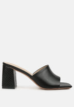  Audriana Black Textured Block Heel Sandals