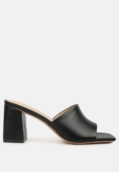 Audriana Black Textured Block Heel Sandals