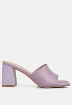  Audriana Lilac Textured Block Heel Sandals