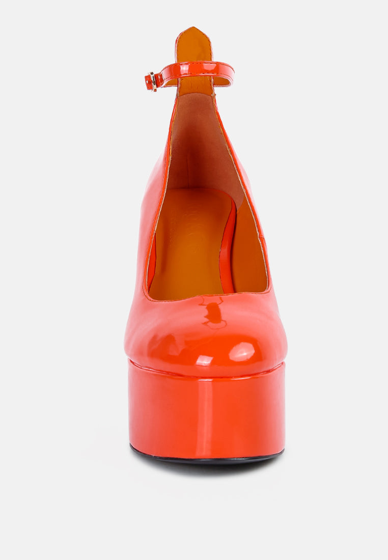  Babe-Heaven Patent Pu Sandals In Orange