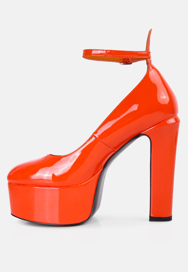  Babe-Heaven Patent Pu Sandals In Orange