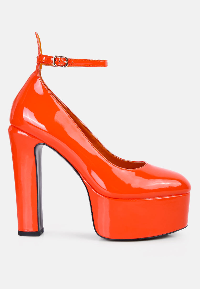  Babe-Heaven Patent Pu Sandals In Orange