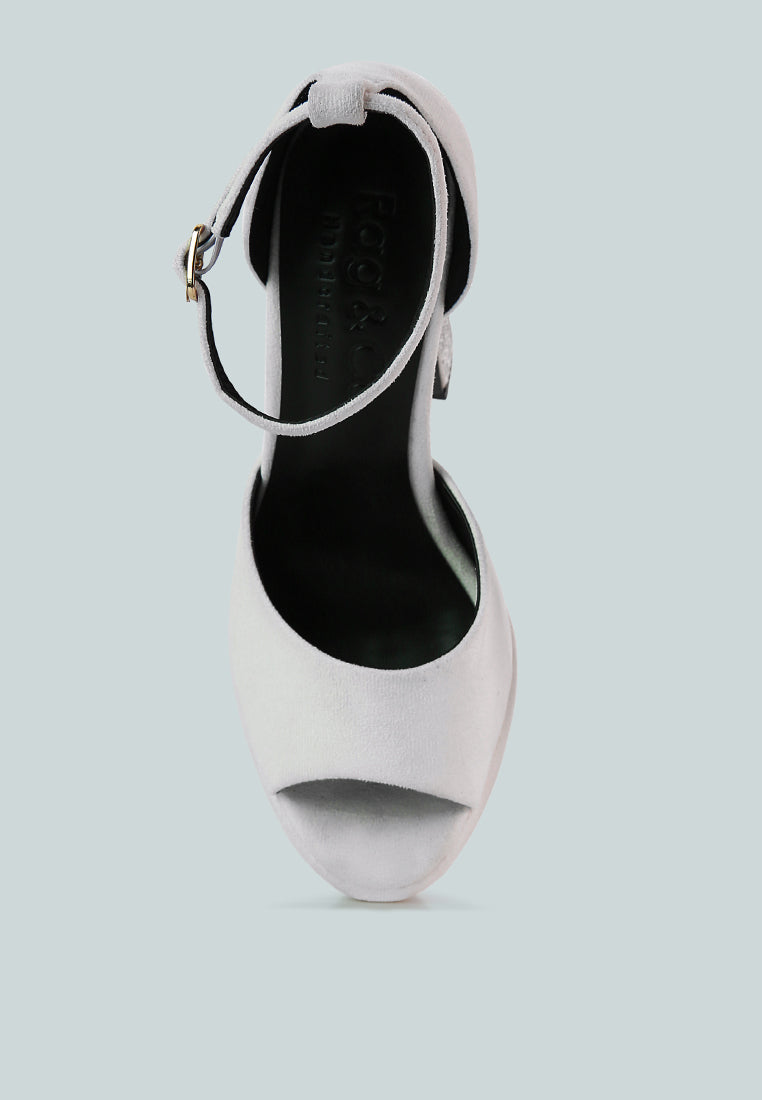  BEATY White Rhinestones High Block Heeled Sandals