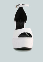  BEATY White Rhinestones High Block Heeled Sandals