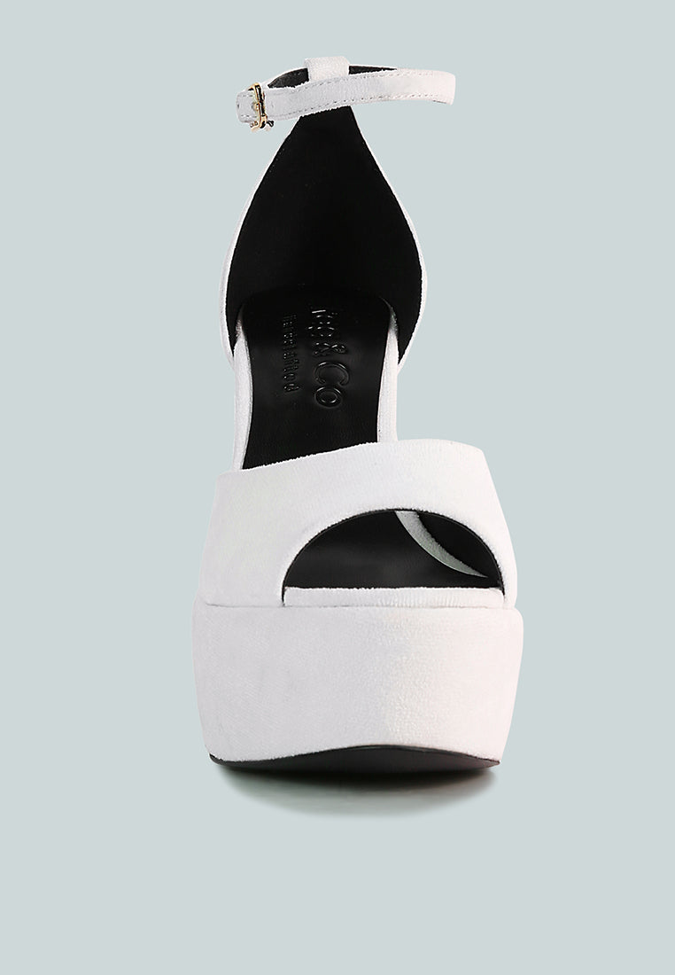  BEATY White Rhinestones High Block Heeled Sandals