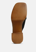  MATRIX Criss Cross Strap Block Heel Sandals In Black