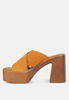  MATRIX Criss Cross Strap Block Heel Sandals In Light Tan