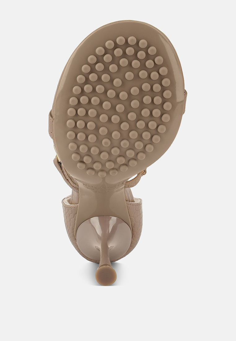  DAKOTA Metal Chain Embellishment Sandals In Latte
