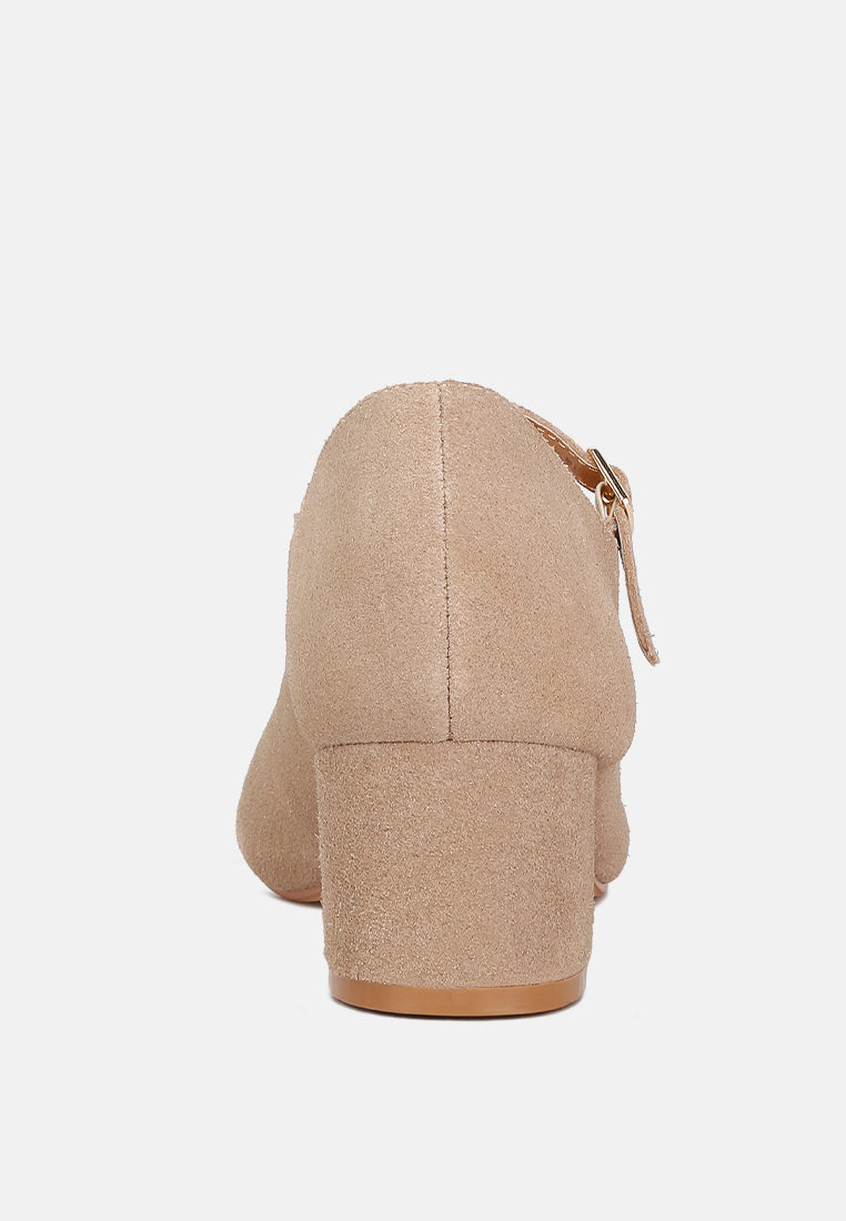 DALLIN Suede Block Heel Mary Janes In Sand