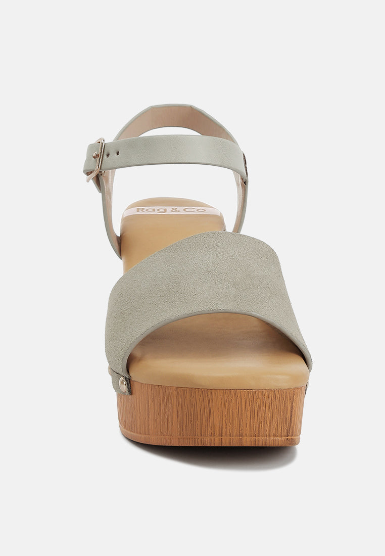  Daniela Genuine Suede Leather High Block Sandals