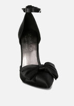  DINGLES Black Bow Embellished Satin Stiletto Sandals