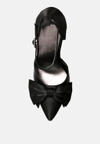  DINGLES Black Bow Embellished Satin Stiletto Sandals