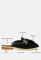  EDMANDA Tassle Detail Leather Mules In Black