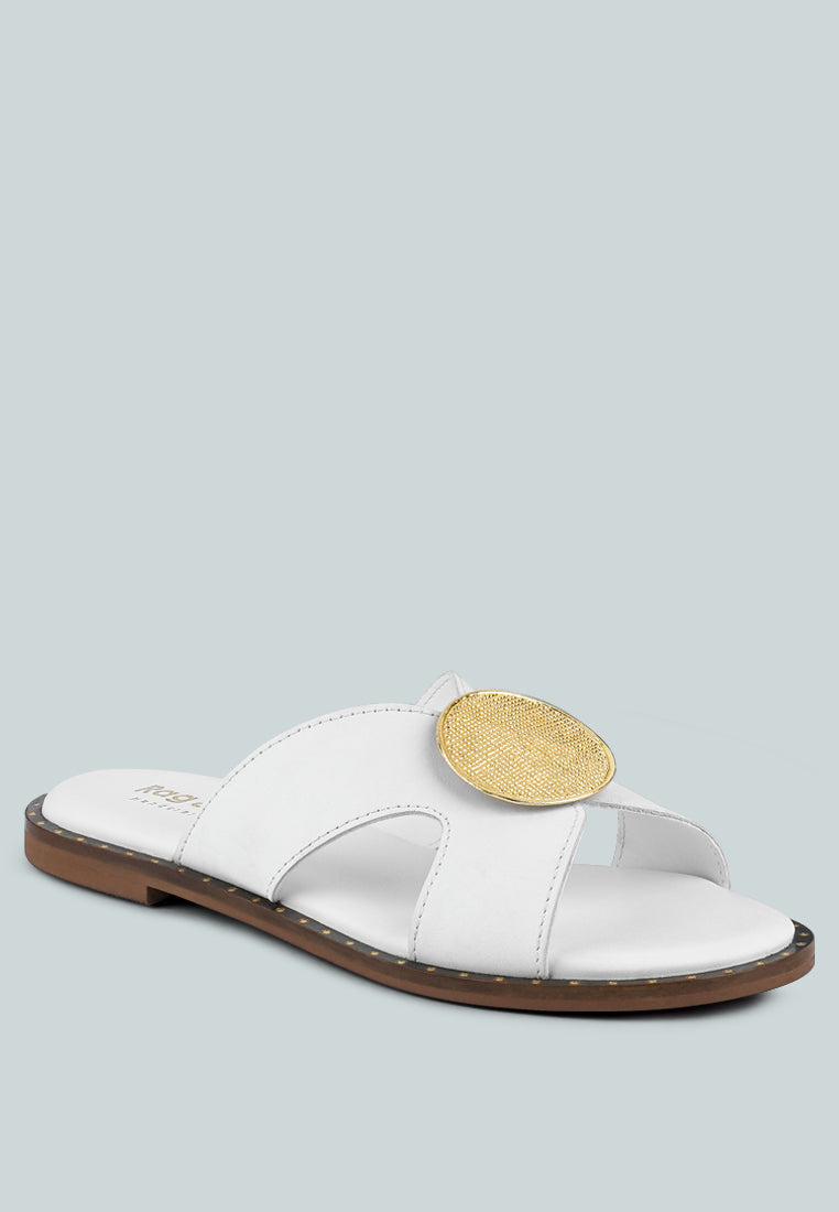  EUDORA Embellished White Slip-ons
