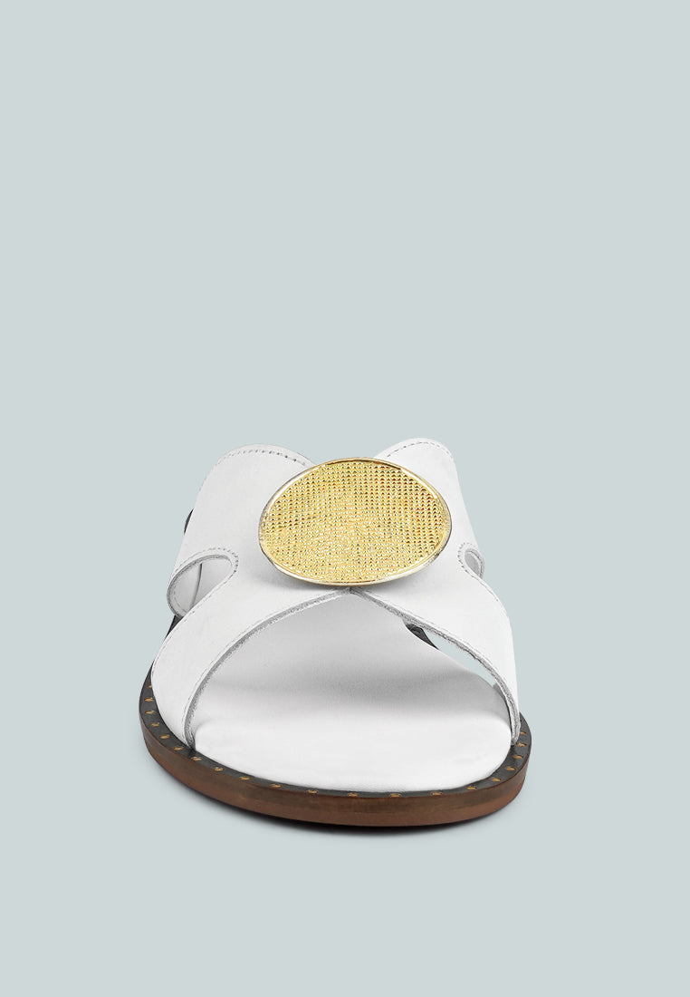  EUDORA Embellished White Slip-ons