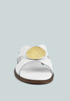  EUDORA Embellished White Slip-ons