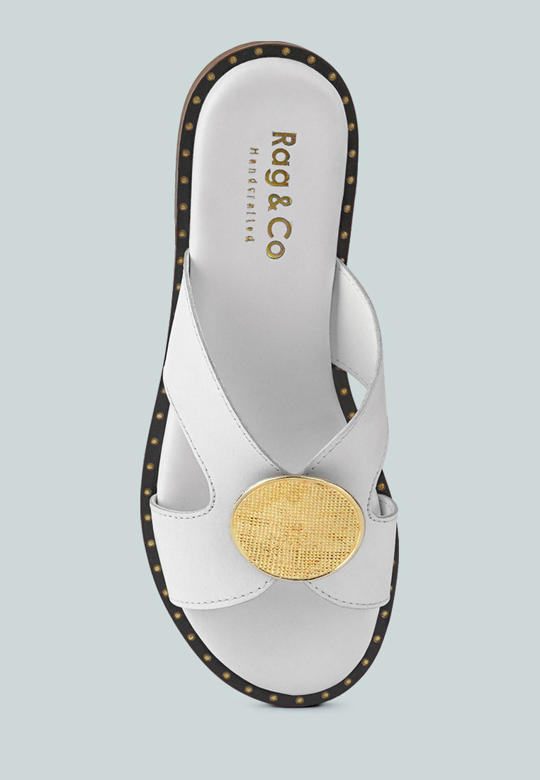  EUDORA Embellished White Slip-ons