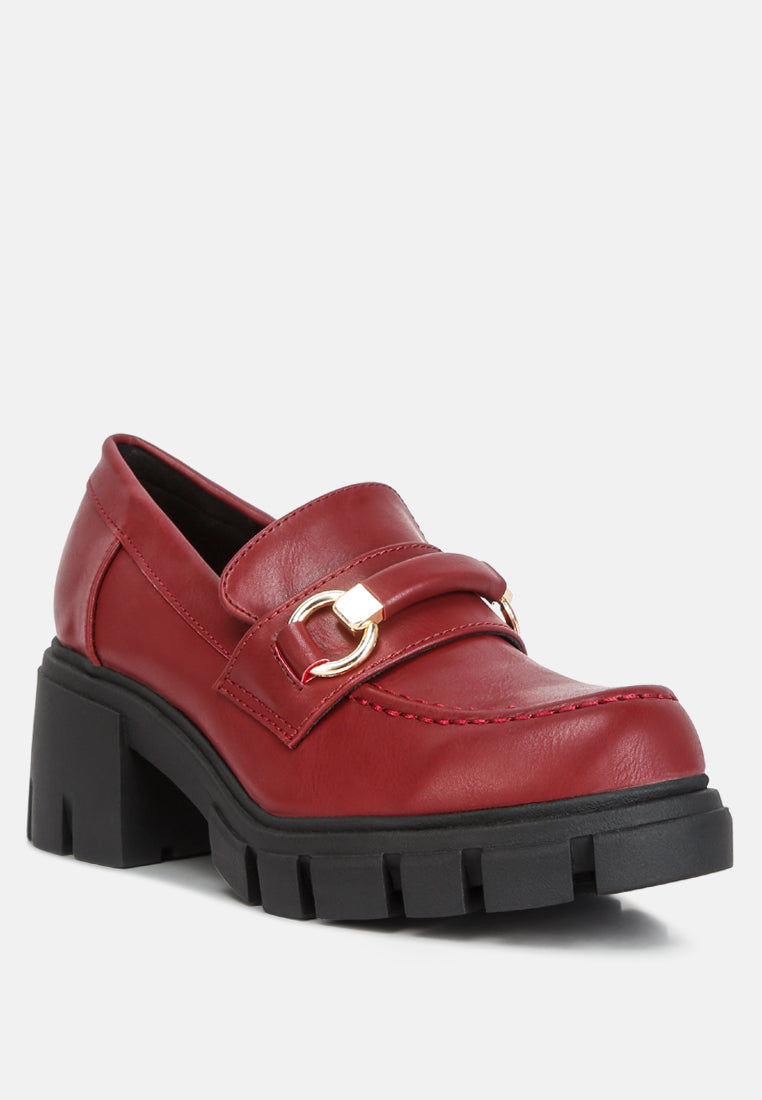  Evangeline Chunky Platform Loafers In Burgundy