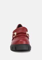  Evangeline Chunky Platform Loafers In Burgundy