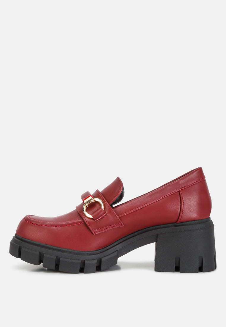  Evangeline Chunky Platform Loafers In Burgundy