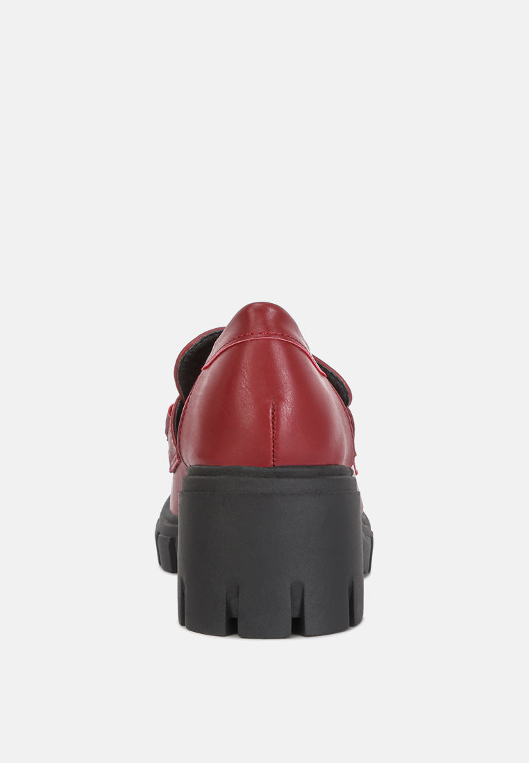  Evangeline Chunky Platform Loafers In Burgundy